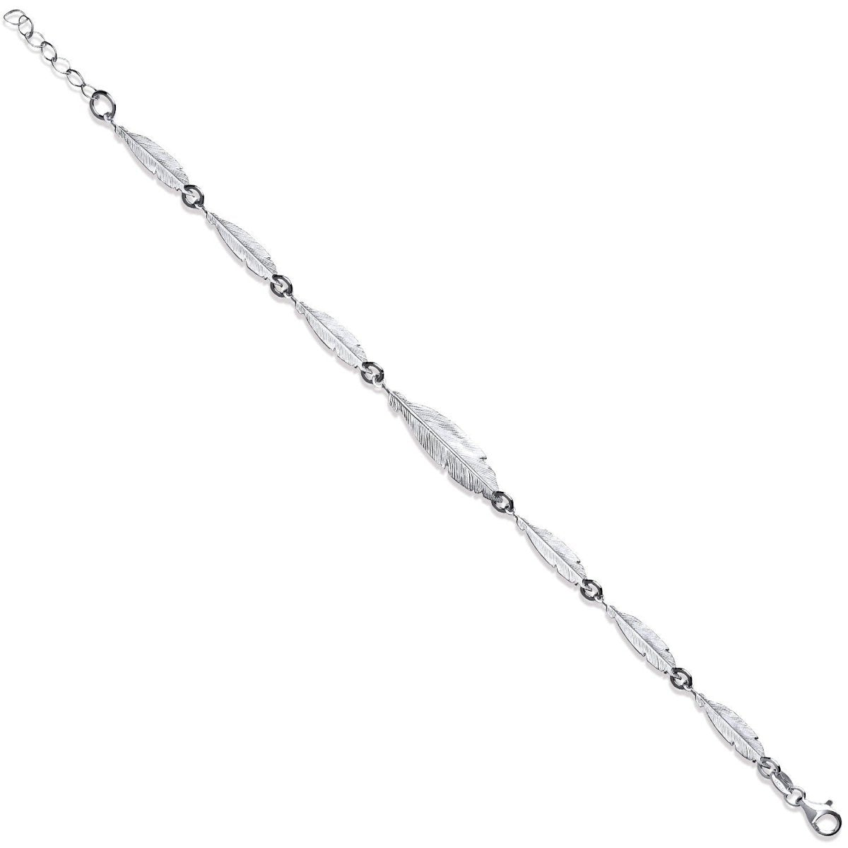 Sterling Silver Elegant Feather Ladies Bracelet - Samuel Perry