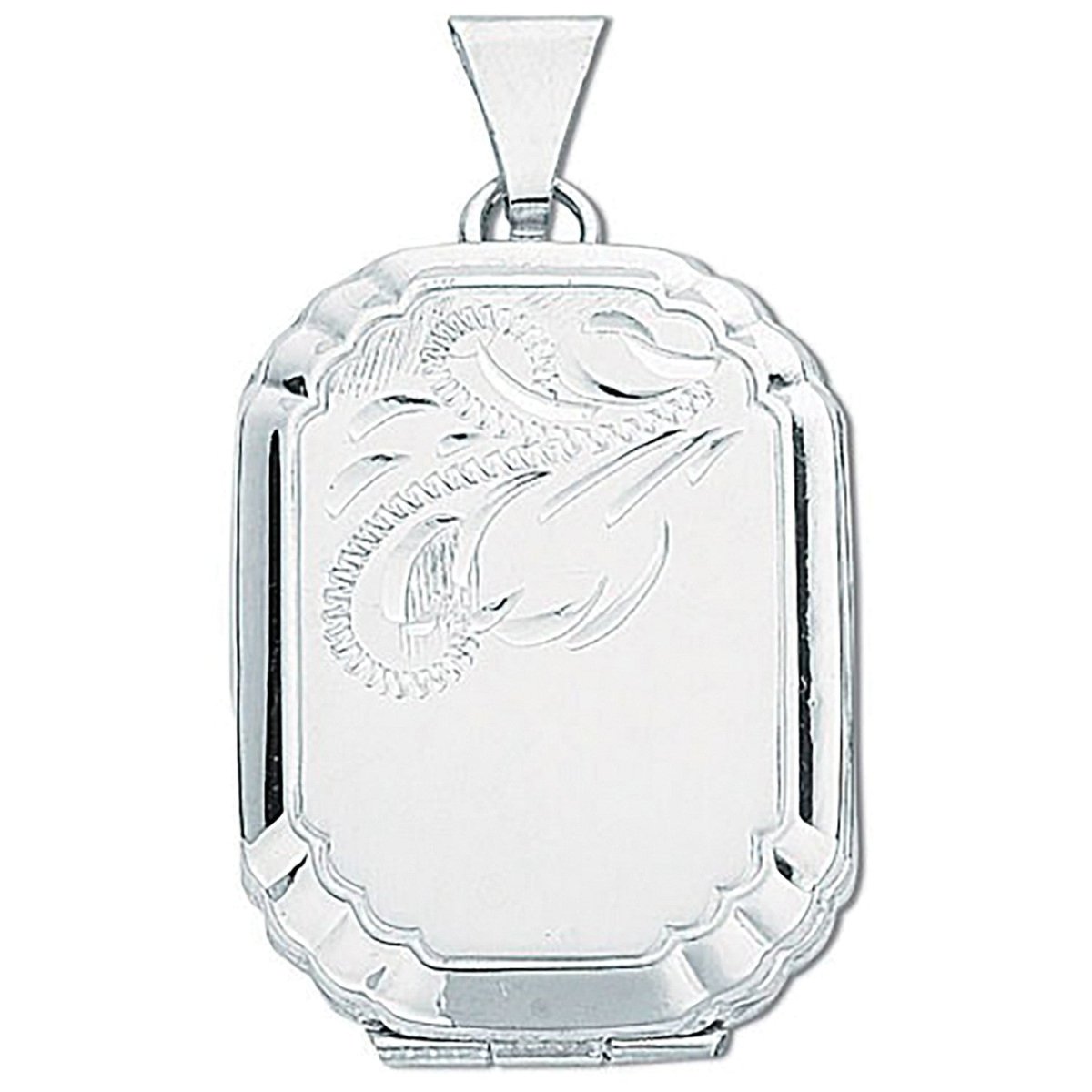 Sterling Silver Engraved Rectangular Locket | Samuel Perry