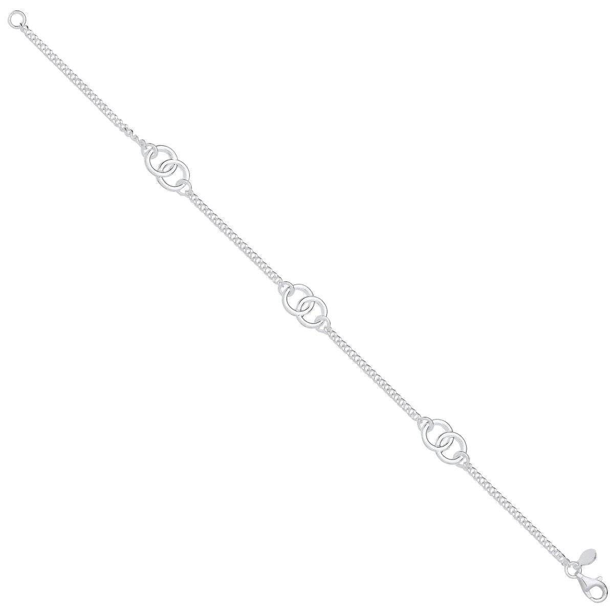 Sterling Silver Entwined Circles Ladies Bracelet - Samuel Perry