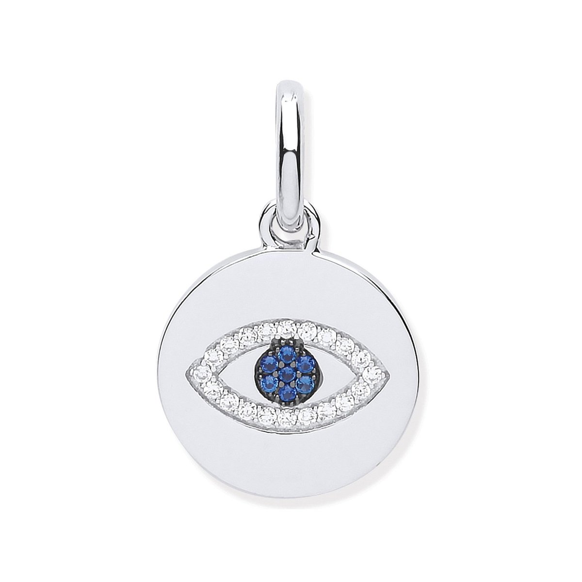 Sterling Silver Evil Eye CZ Drop Pendant – Protective Elegance - Samuel Perry