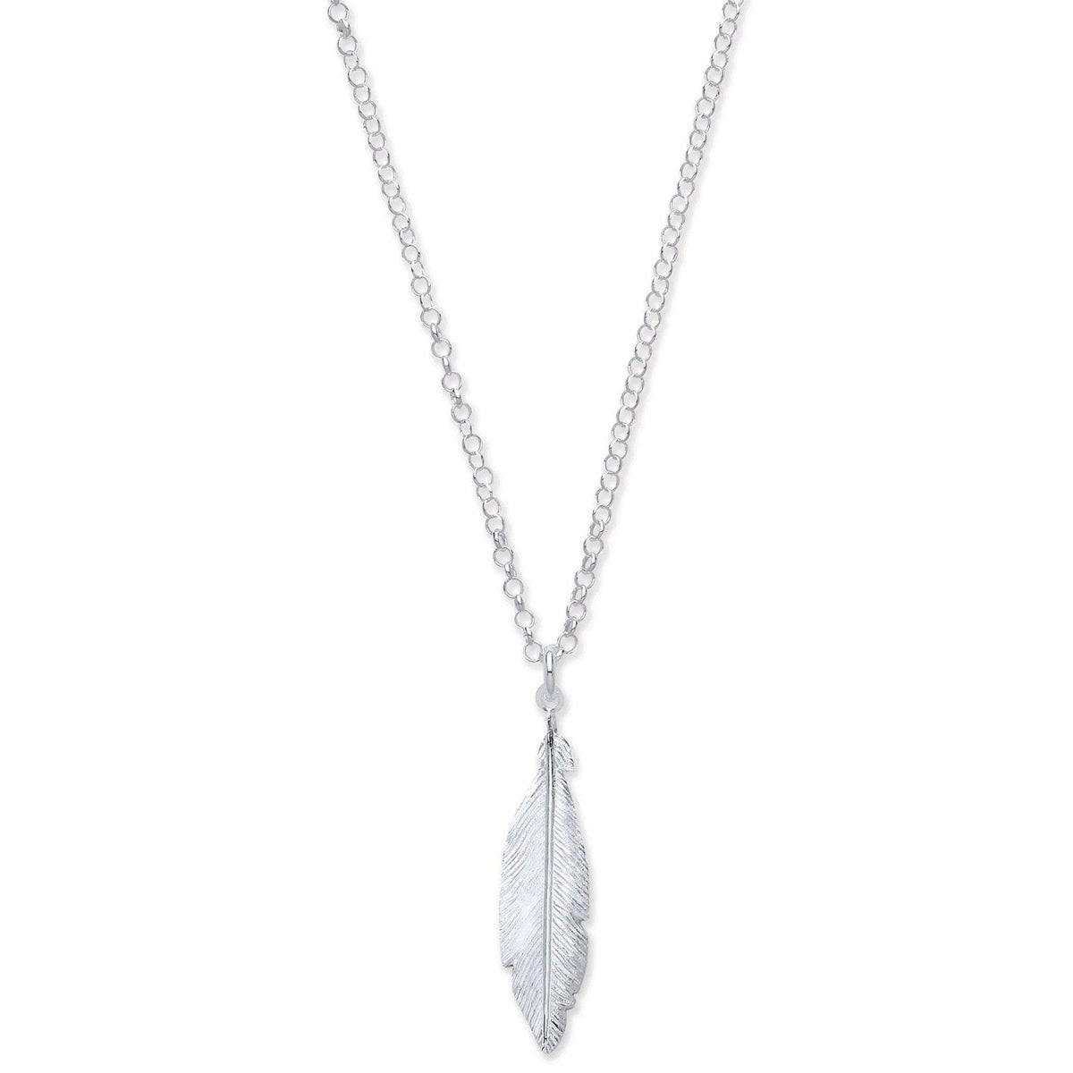 Sterling Silver Feather Luxury Necklace 16" + 2" Extension - Samuel Perry