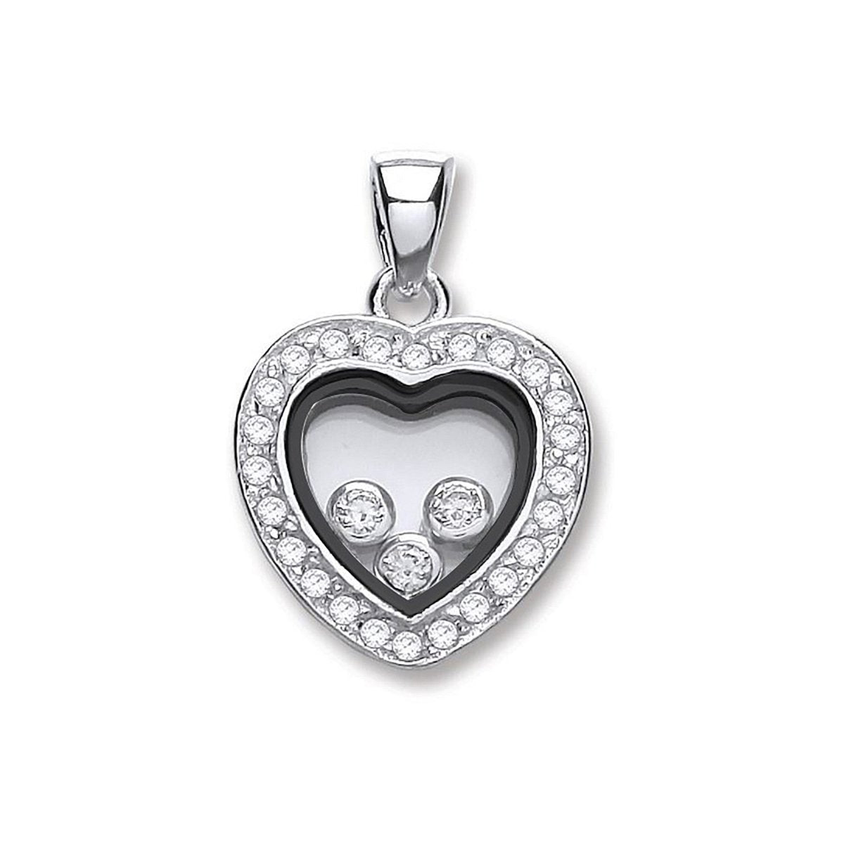 Sterling Silver Floating CZ Heart Pendant – Delicate Dazzling