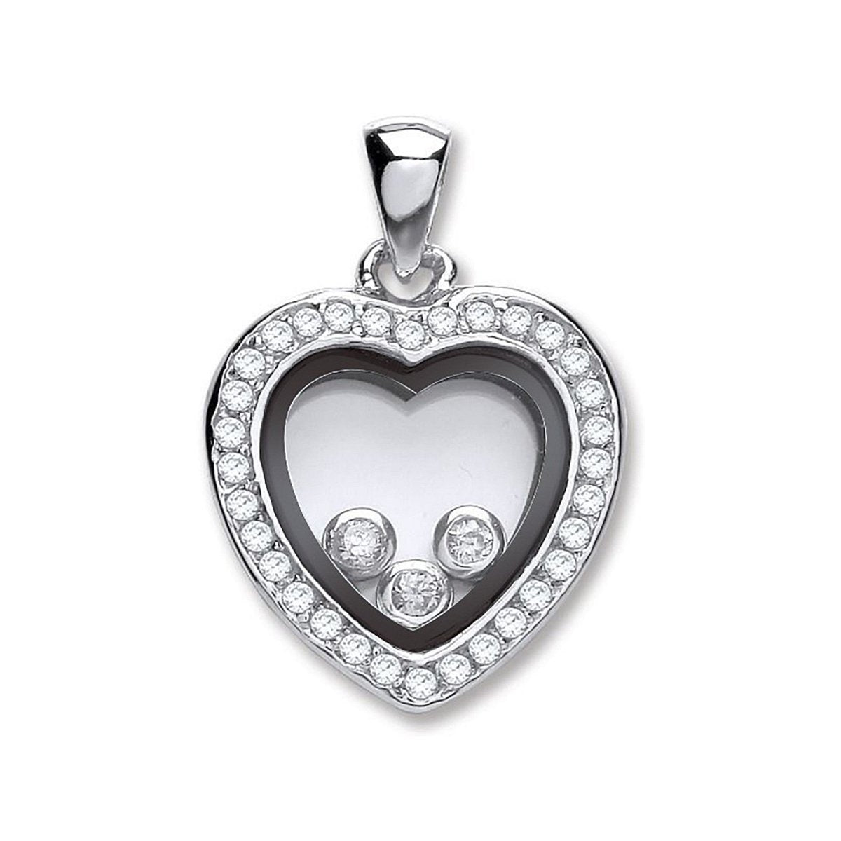 Sterling Silver Floating CZ Heart Pendant – Effortless Elegance - Samuel Perry