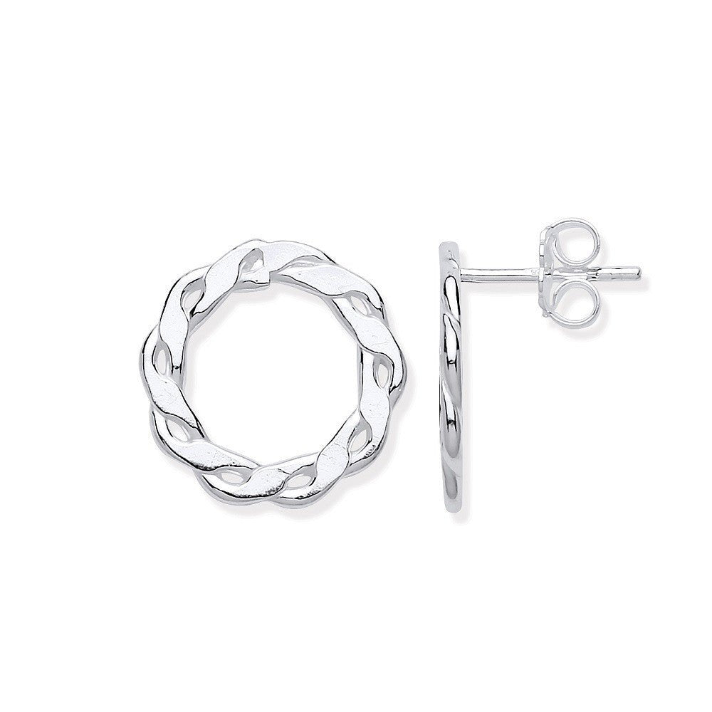 Sterling Silver Infinity Link Circle Stud Earrings - Samuel Perry