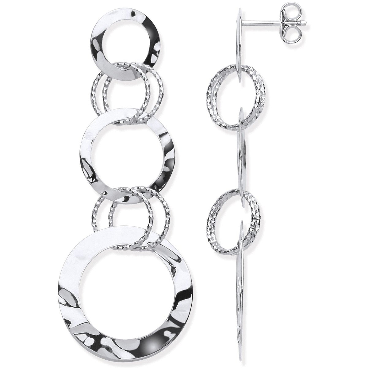 Sterling Silver Interlinked Circles Drop Earrings - Samuel Perry