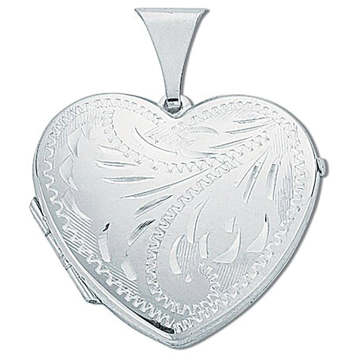 Sterling Silver Large Engraved Heart Locket - Samuel Perry