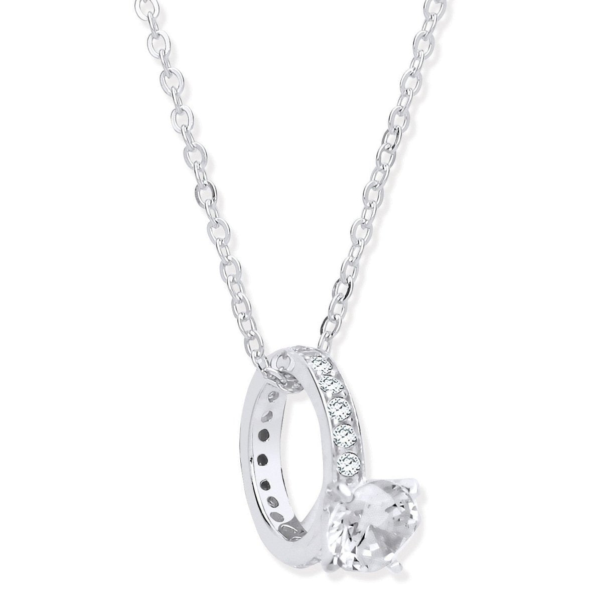 Sterling Silver Little Girls Big Diamond Ring CZ Chain - Samuel Perry