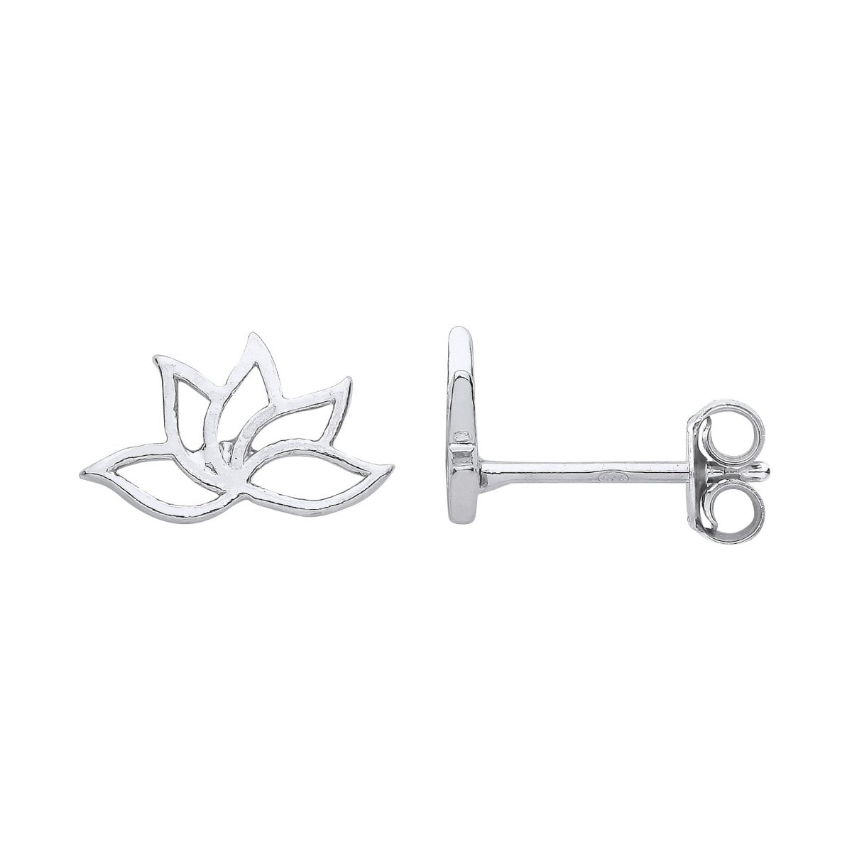 Sterling Silver Lotus Flower Stud Earrings - Samuel Perry