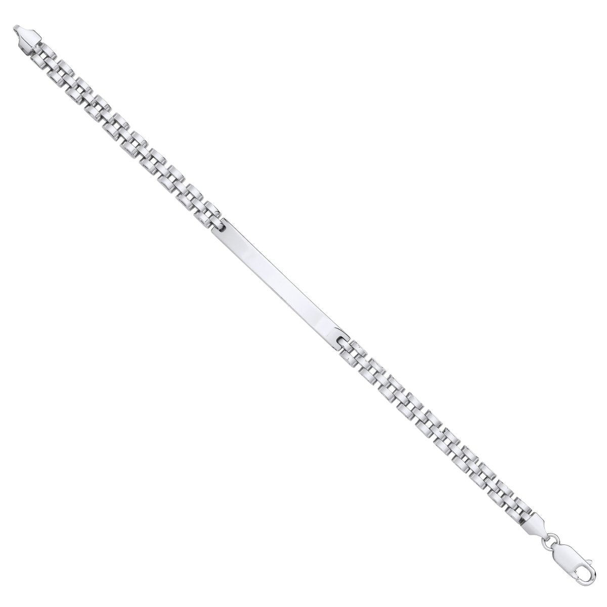 Sterling Silver Luxury 5mm Fancy Link ID Bracelet - Samuel Perry