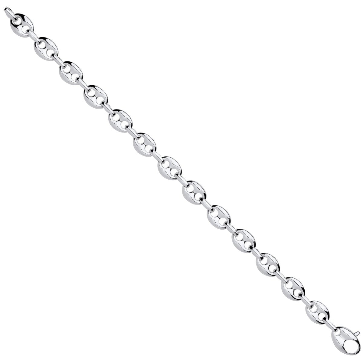 Sterling Silver Luxury Coffee Bean Link Gents Bracelet - Samuel Perry