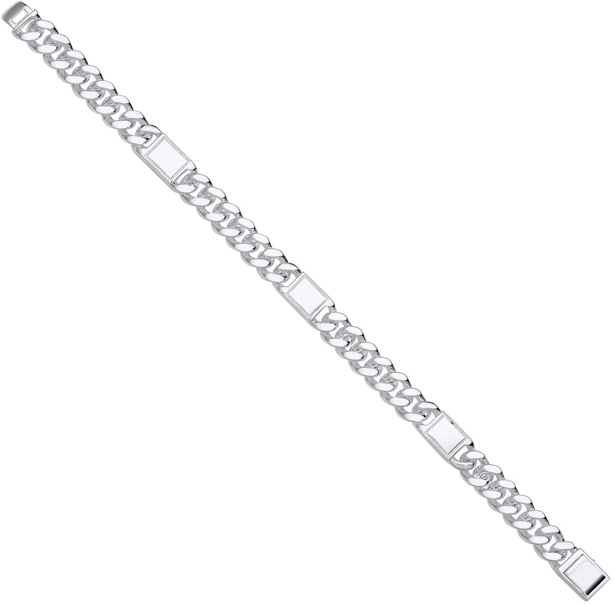 Sterling Silver Luxury Curb Fancy Gents Bracelet - Samuel Perry