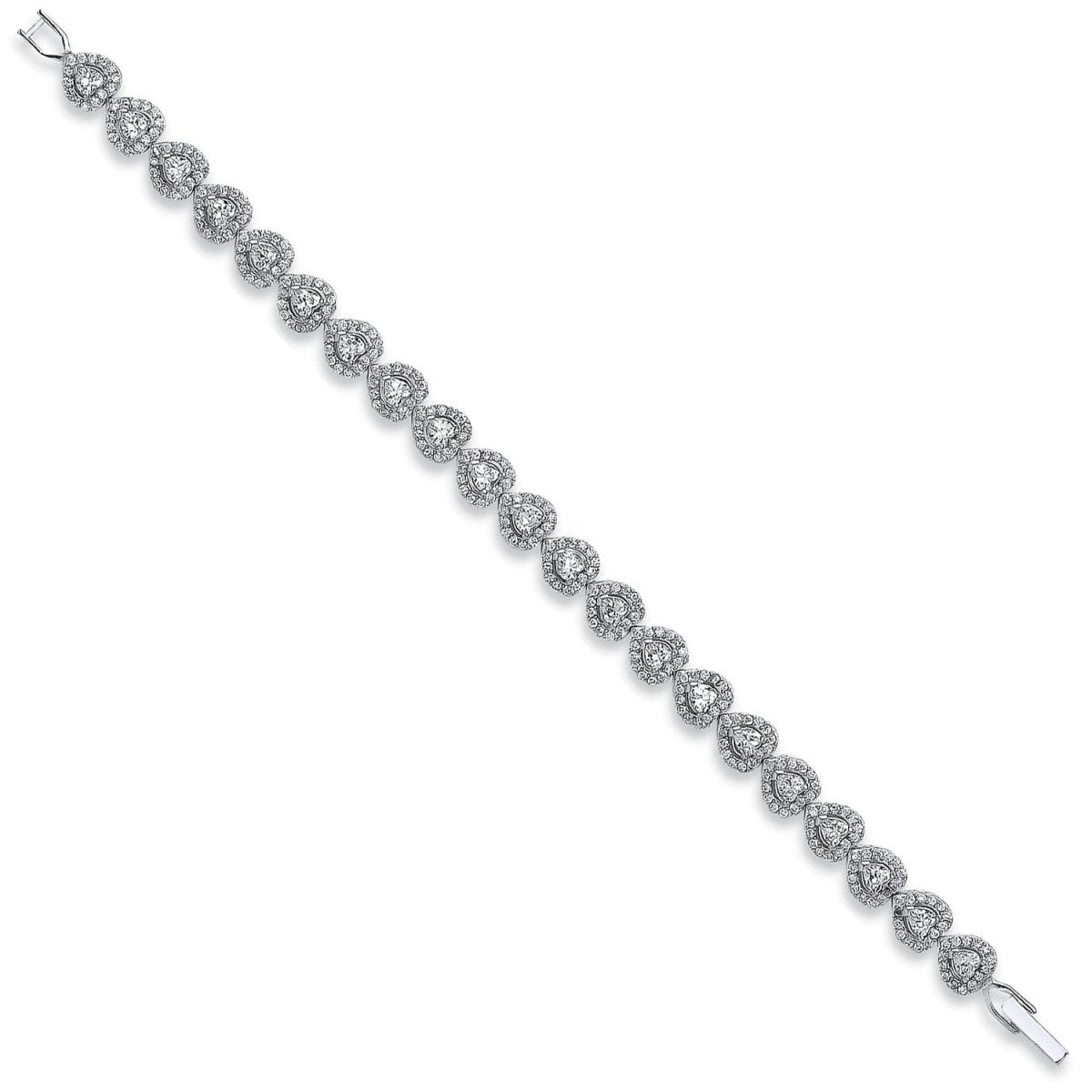 Sterling Silver Luxury Cz Heart Bracelet - Samuel Perry
