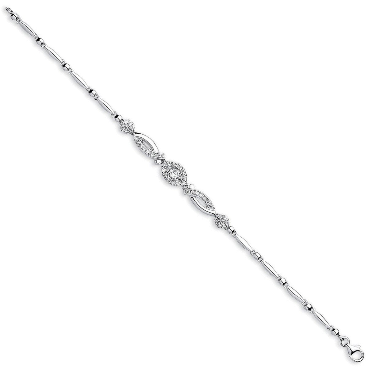 Sterling Silver Luxury Fancy Cz Bracelet - Samuel Perry