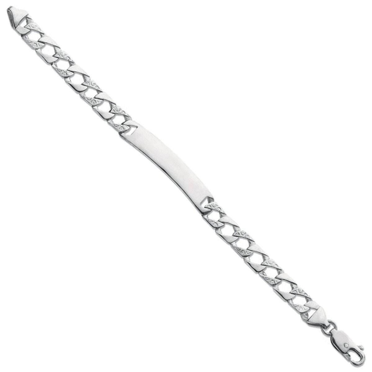 Sterling Silver Luxury Plain & Bark Casted Curb ID Baby 6" Bracelet - Samuel Perry