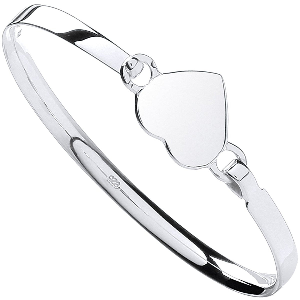 Sterling Silver Maiden Heart Bangle - Samuel Perry