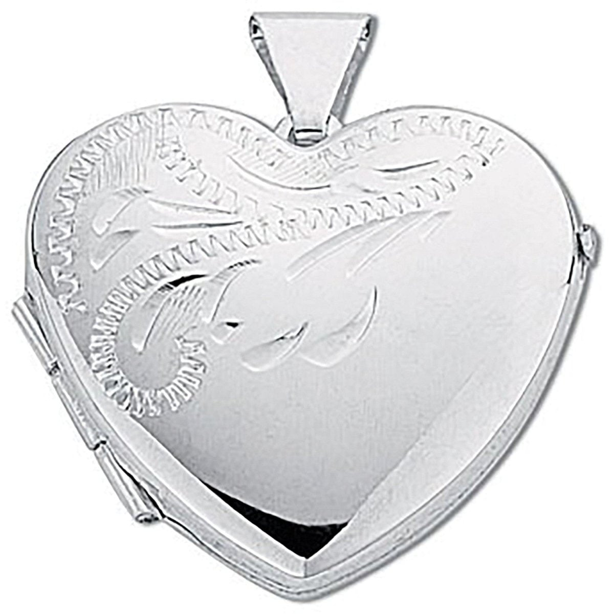 Sterling Silver Medium Engraved Heart Locket - Samuel Perry