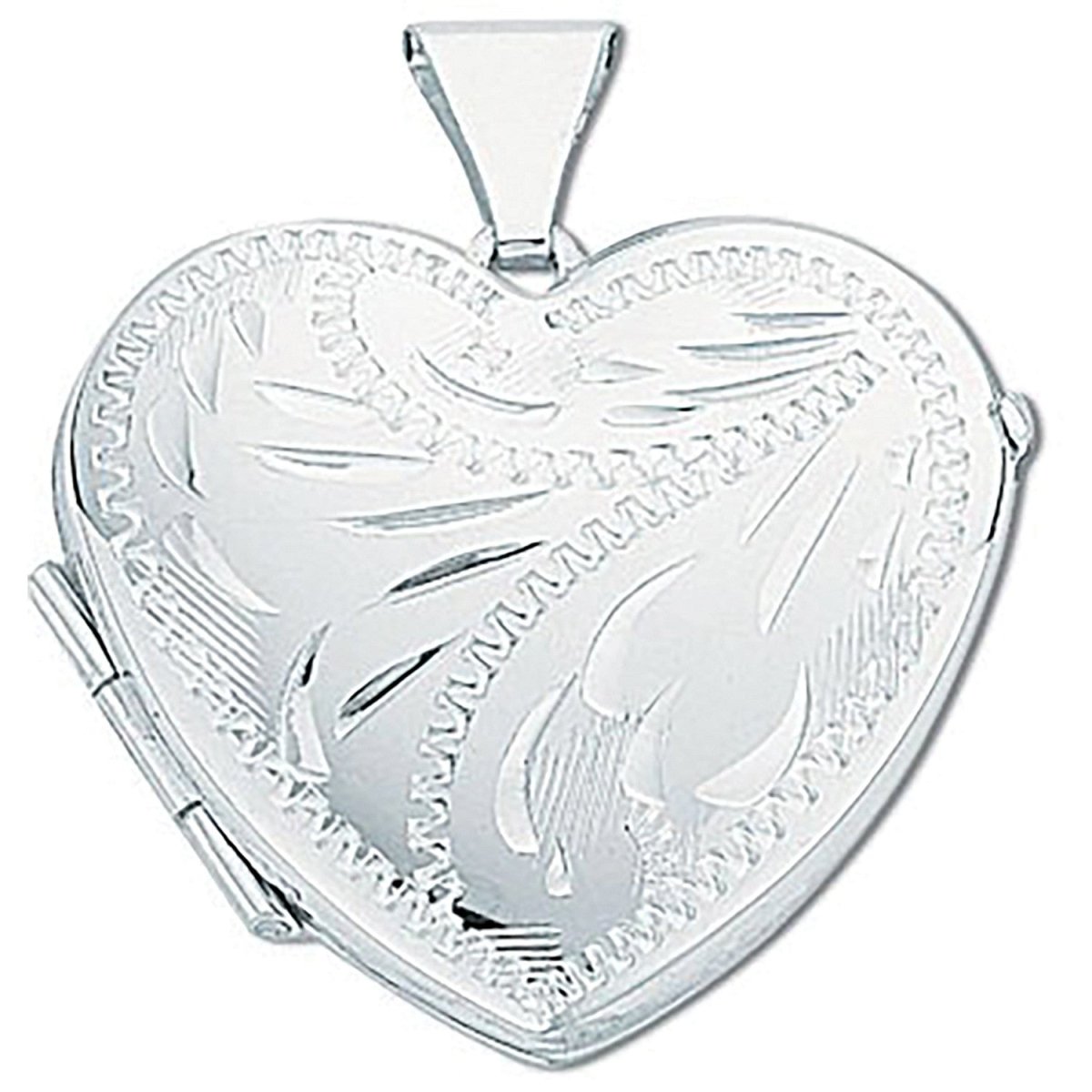 Sterling Silver Medium Engraved Heart Locket - Samuel Perry