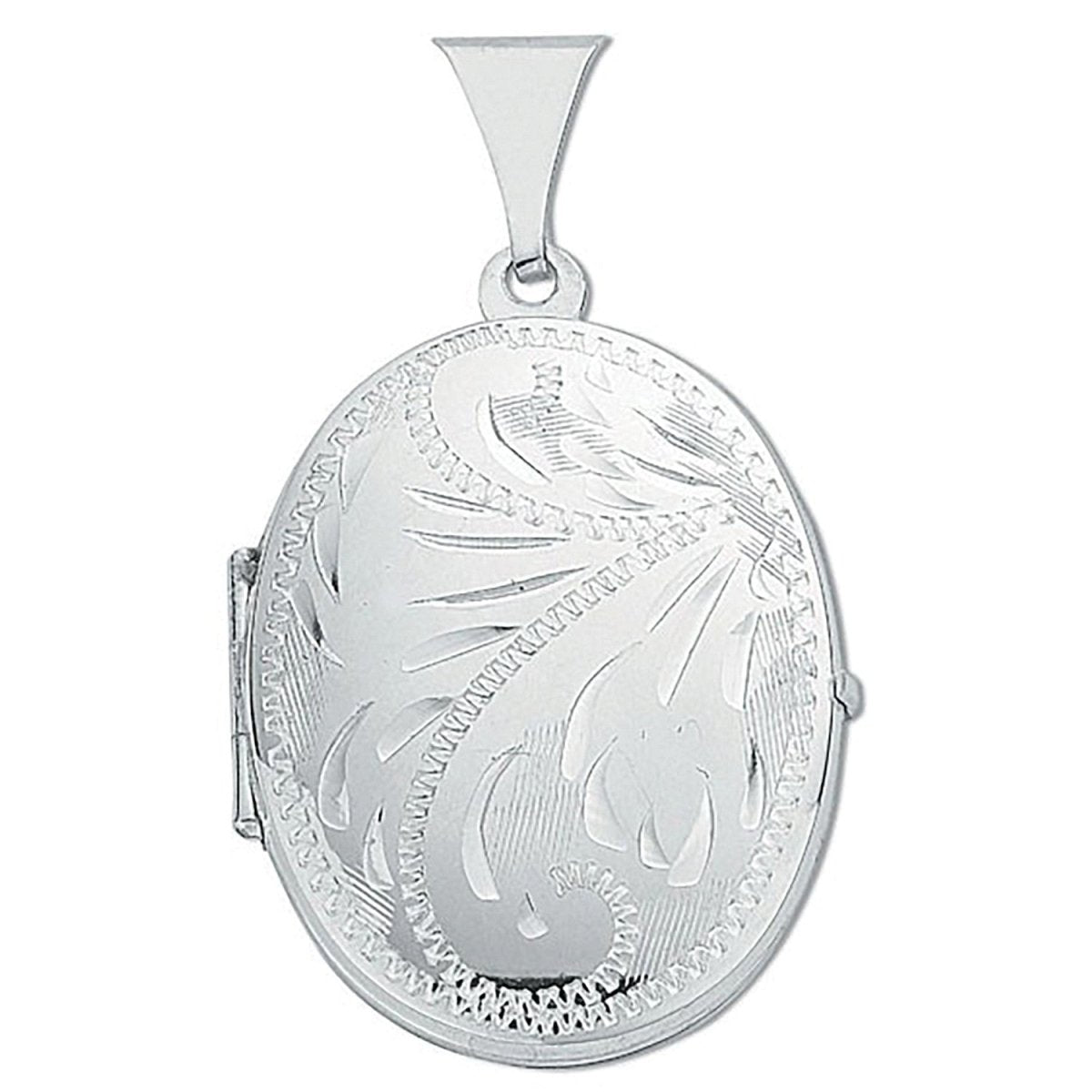 Sterling Silver Medium Engraved Oval Locket – Elegant & Timeless - Samuel Perry