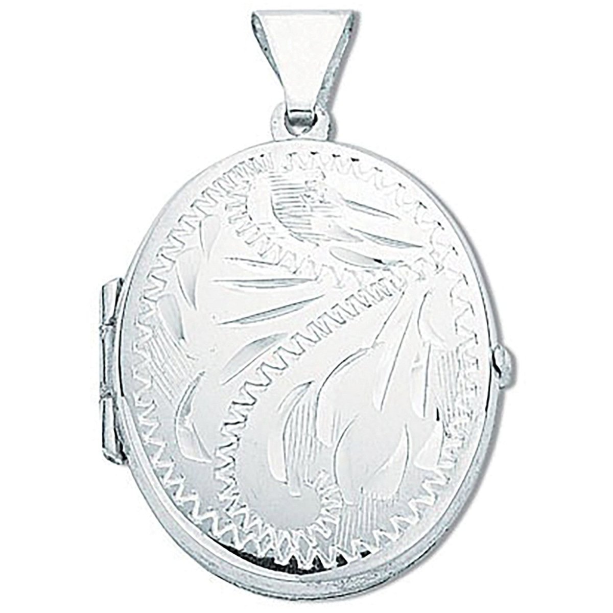 Sterling Silver Medium Engraved Oval Locket – Elegant & Timeless - Samuel Perry