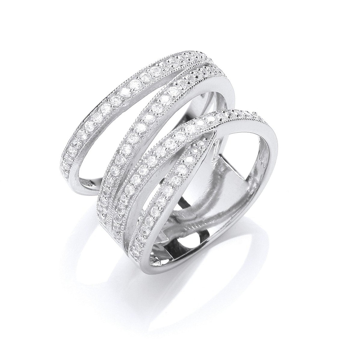 Sterling Silver Micro - Pave Multi Band Cz Ring - Samuel Perry