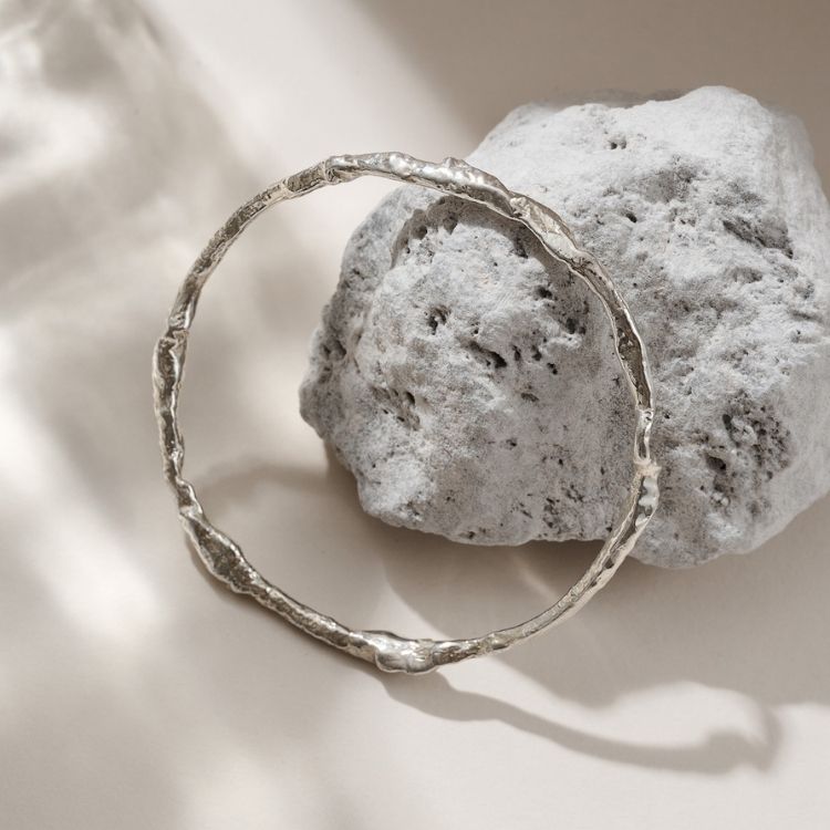 Sterling Silver Molten Bangle - Samuel Perry