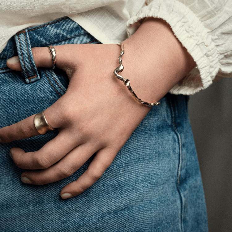 Sterling Silver Molten Wiggle Bangle - Samuel Perry