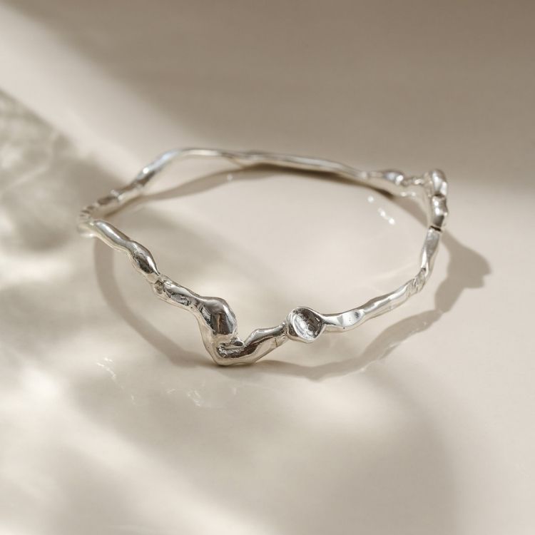 Sterling Silver Molten Wiggle Bangle - Samuel Perry