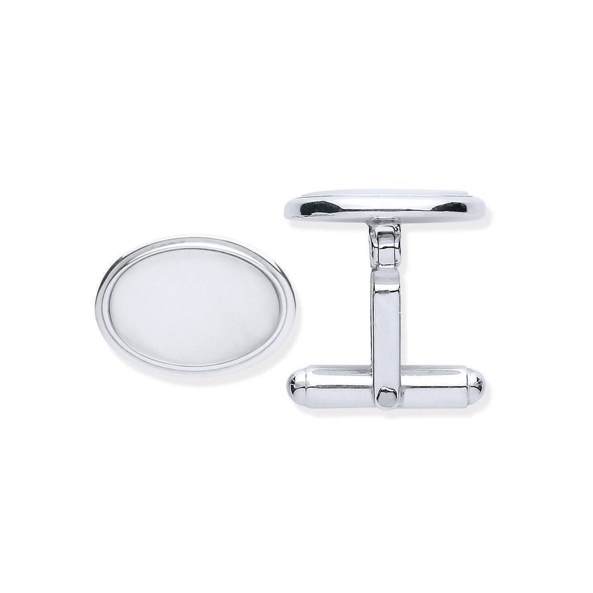 Sterling Silver Mother of Pearl Oval Cufflinks - Samuel Perry