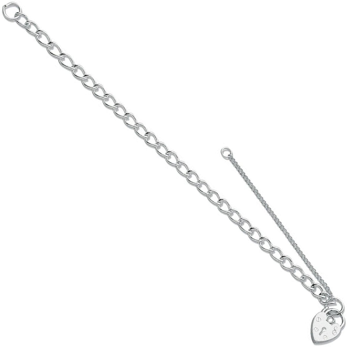 Sterling Silver Open Curb & Padlock Charm Baby 6" Bracelet - Samuel Perry