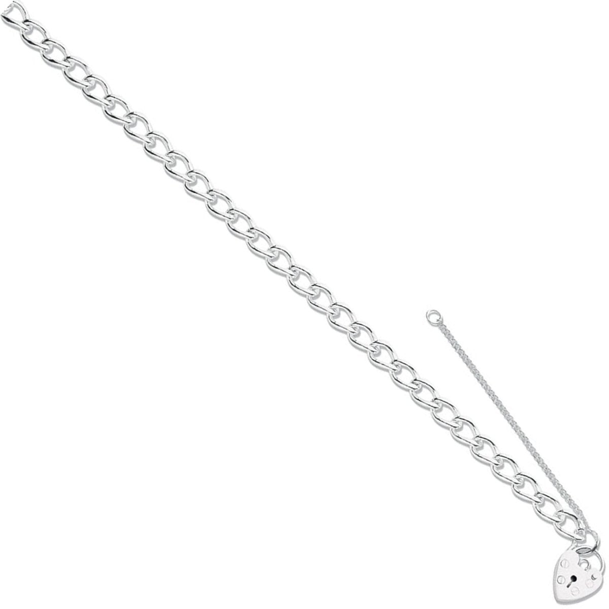 Sterling Silver Open Curb & Padlock Charm Bracelet - Samuel Perry