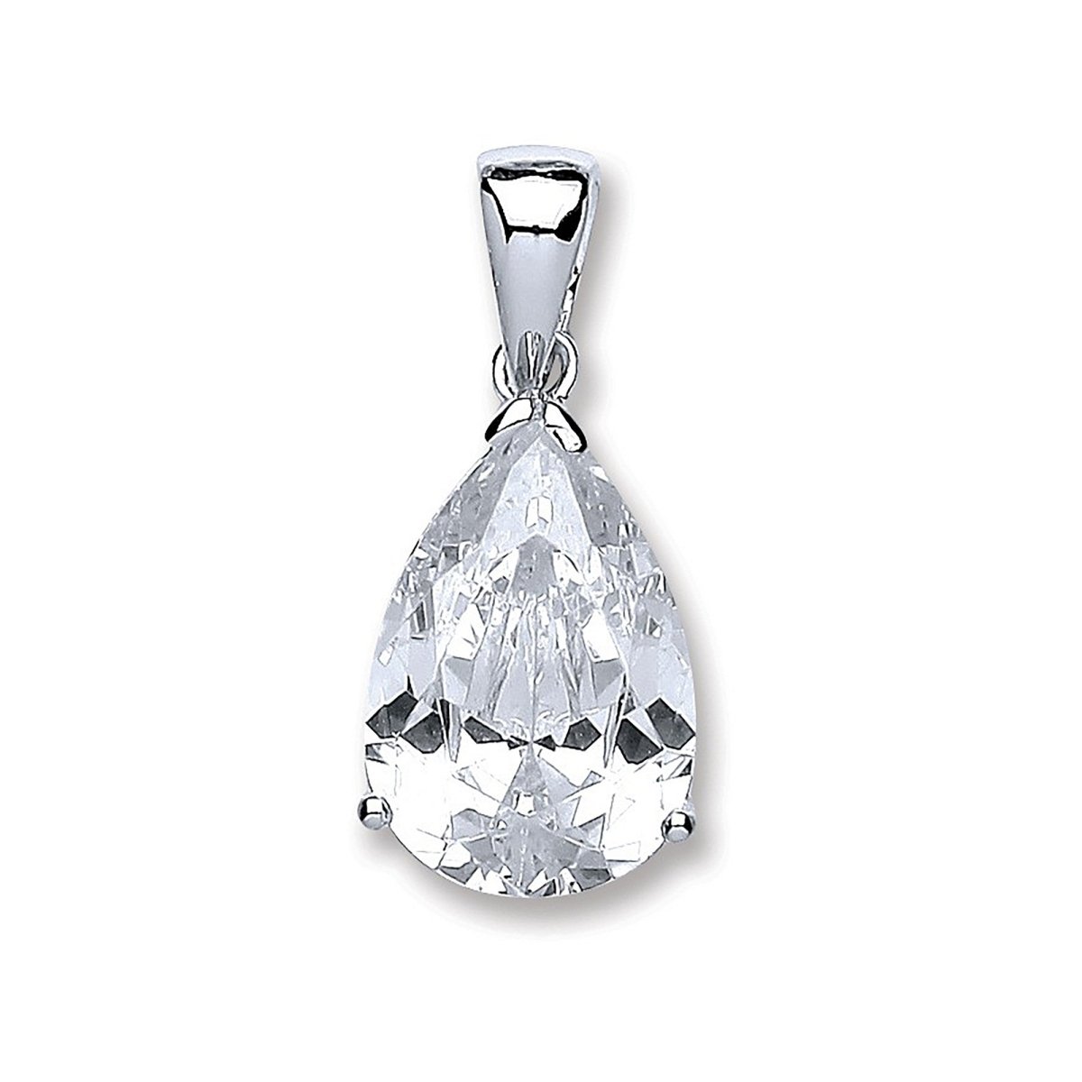Sterling Silver Pear CZ Pendant – Sleek & Sparkling - Samuel Perry