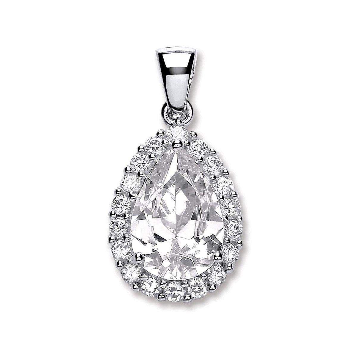Sterling Silver Pear CZ Pendant – Timeless Elegance - Samuel Perry