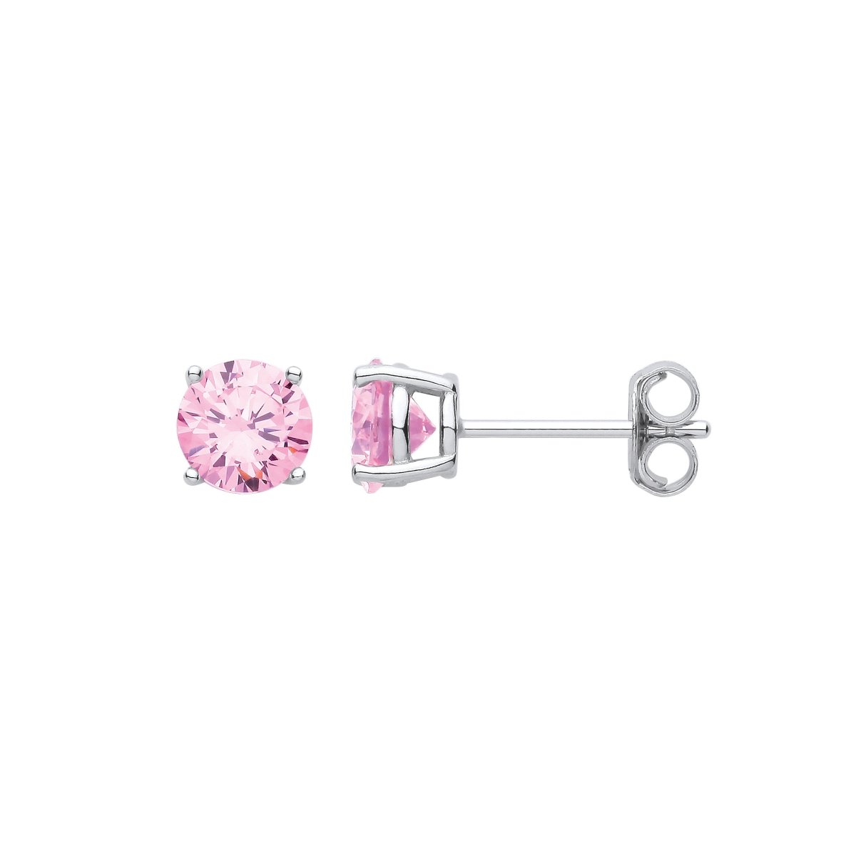 Sterling Silver Pink CZ Round Brilliant 6mm Studs - Samuel Perry