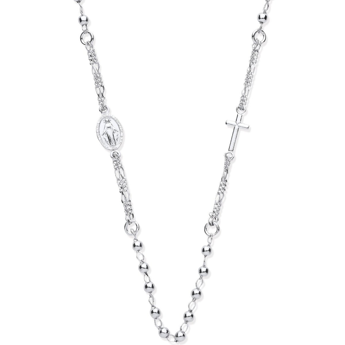 Sterling Silver Rosary Elegant Beads 18" Chain - Samuel Perry