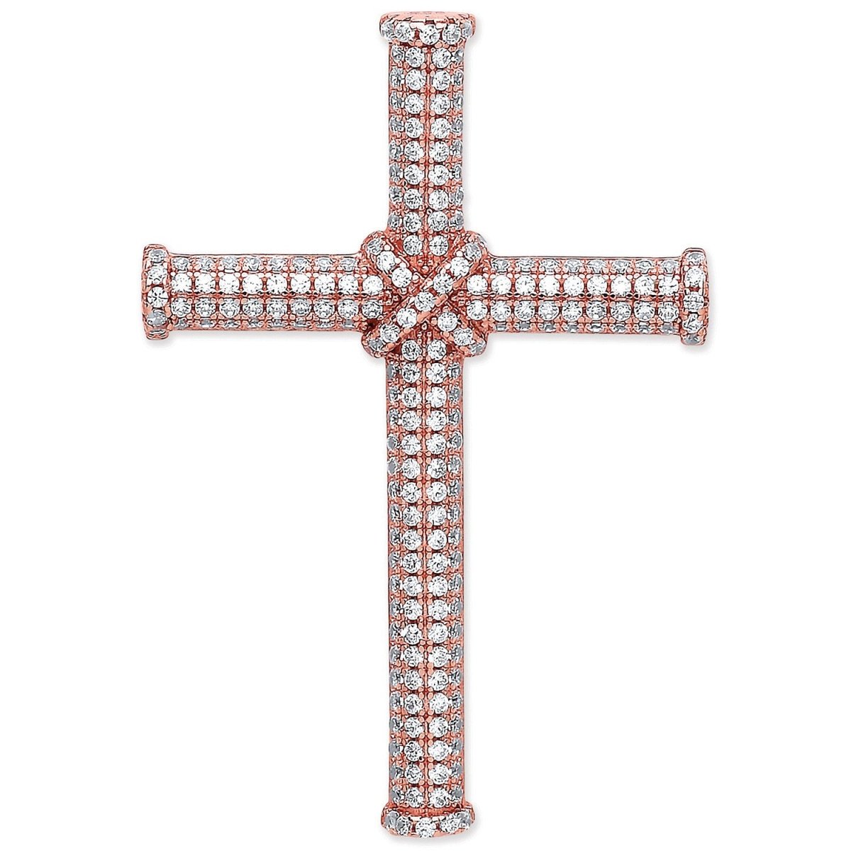 Sterling Silver Rose - Coated Micro Pave CZ Cross – Graceful Brilliance - Samuel Perry