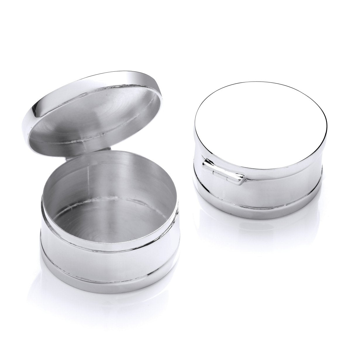 Sterling Silver Round Deep Plain Trinket (Pill) Box – Elegant & Functional - Samuel Perry