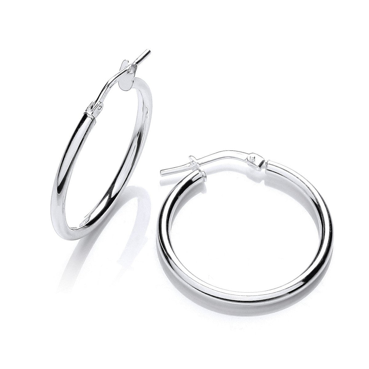Sterling Silver Round Tube 20mm Hoop Earrings - Samuel Perry