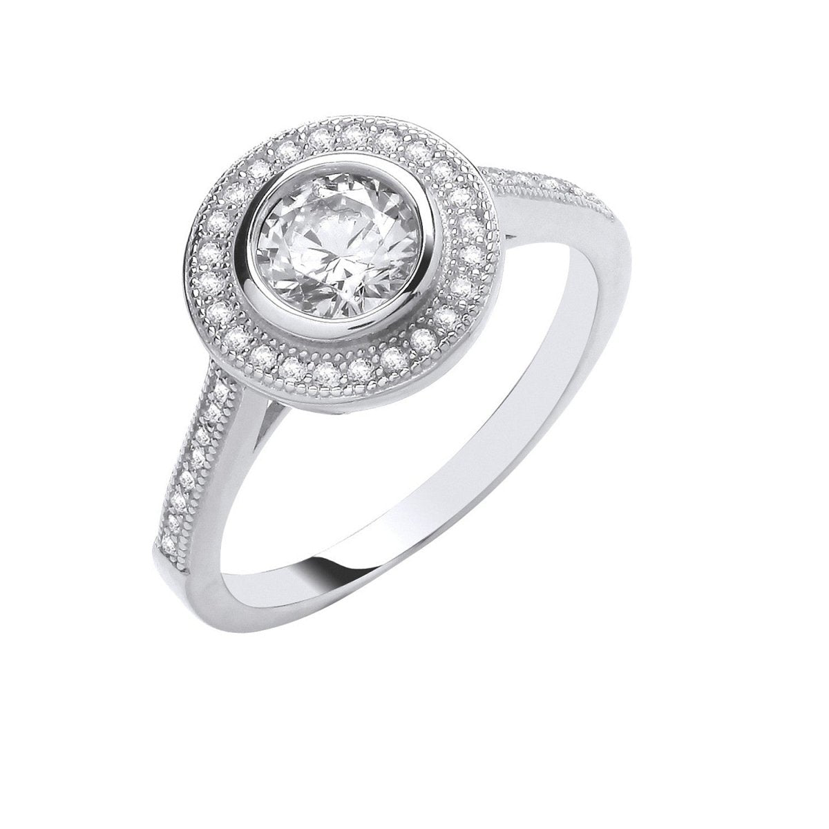 Sterling Silver Rubover Halo Style Ring - Samuel Perry