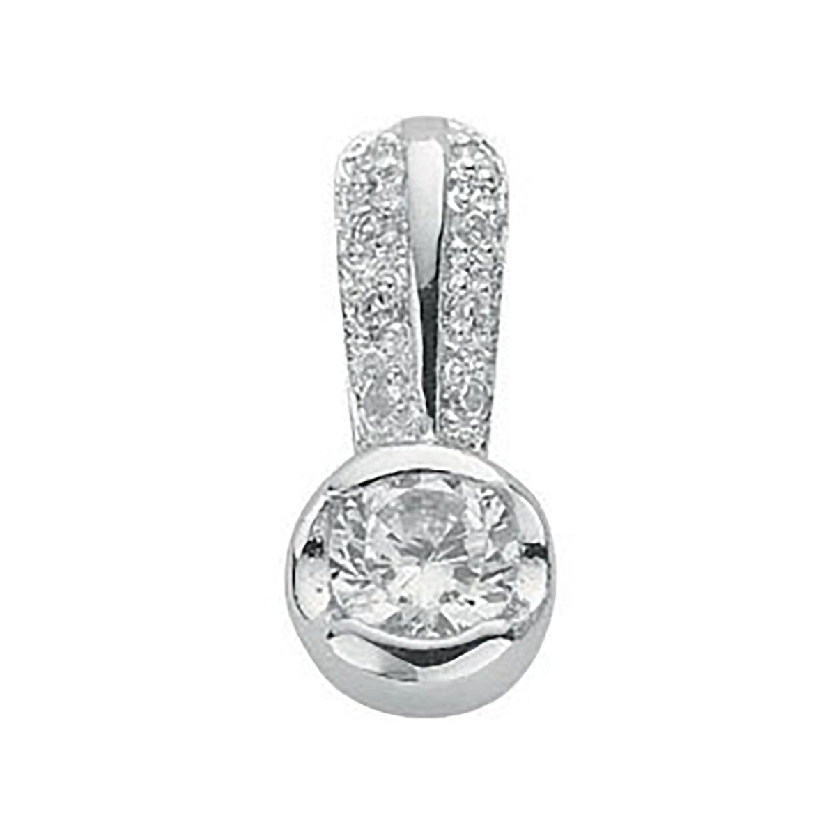 Sterling Silver Rubover Set CZ Single Stone Pendant – Sleek & Modern - Samuel Perry