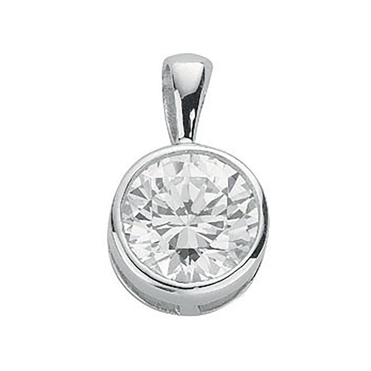 Sterling Silver Rubover Set CZ Single Stone Pendant – Sleek & Modern - Samuel Perry