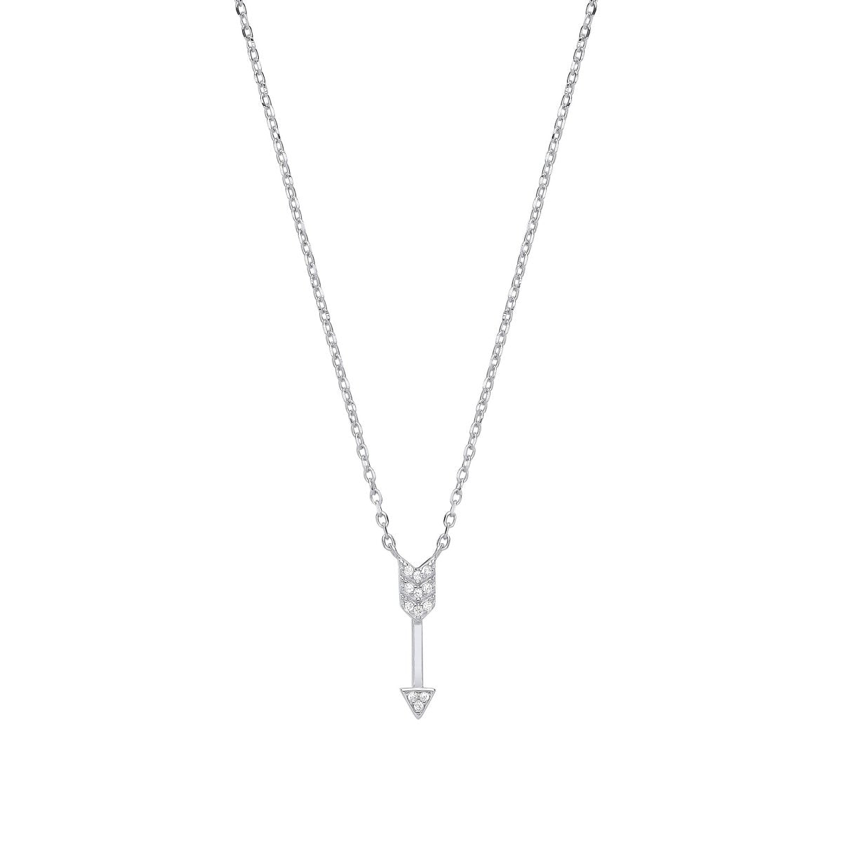 Sterling Silver Sleek Arrow Drop Pendant Chain 16" - Samuel Perry