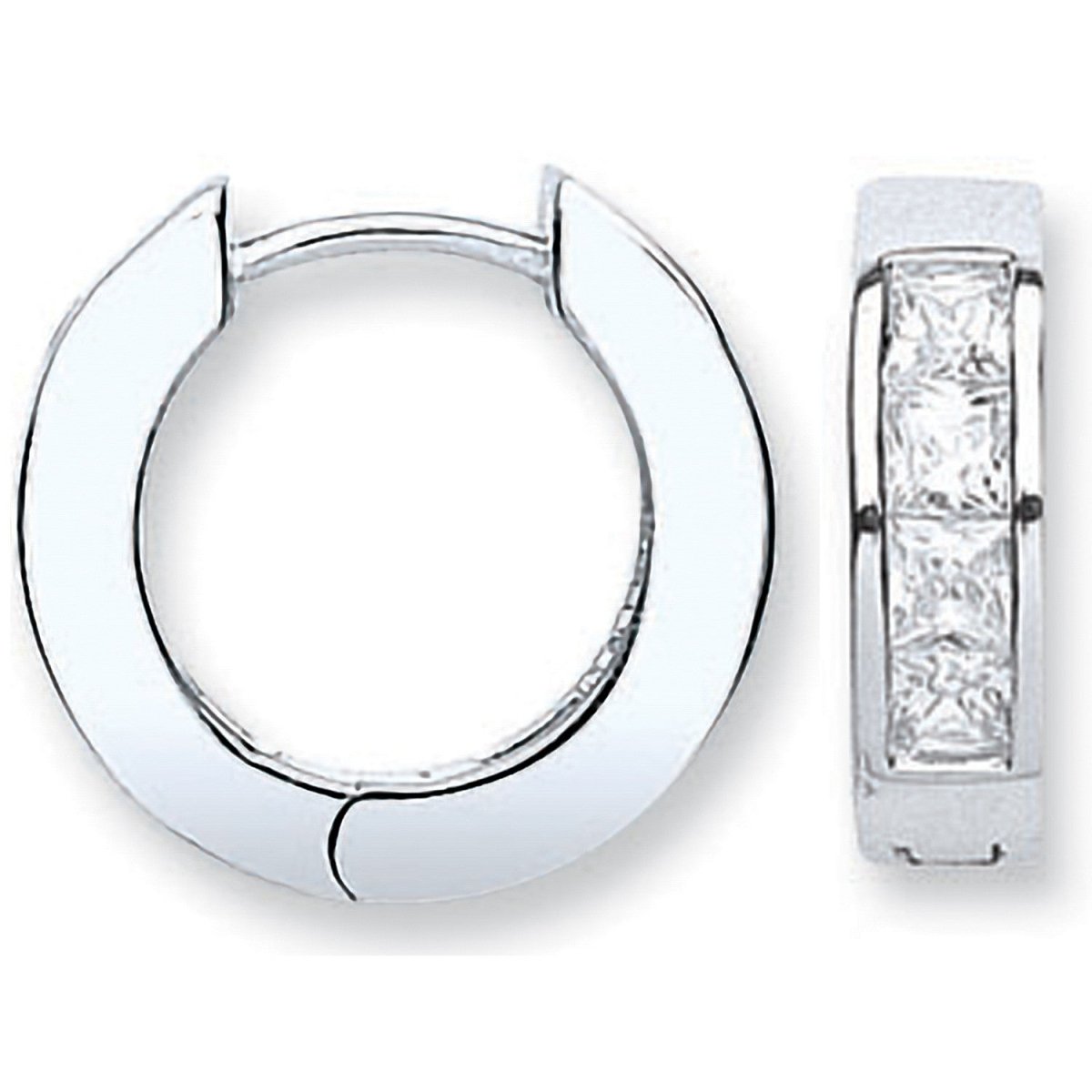Sterling Silver Sleek Cz Huggies - Samuel Perry