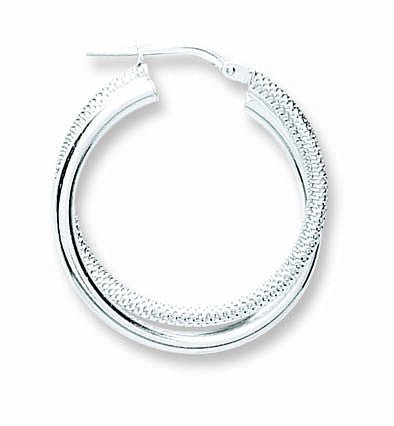 Sterling Silver Sleek Double Hoop Earrings - Samuel Perry