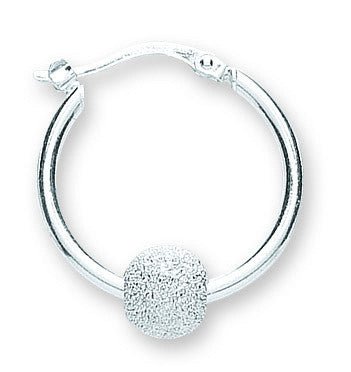 Sterling Silver Sleek Glitter Ball Hoop Earrings - Samuel Perry