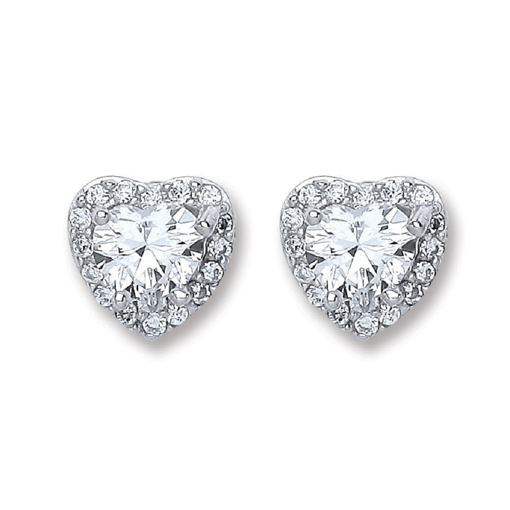 Sterling Silver Sleek Heart Stud Earrings - Samuel Perry
