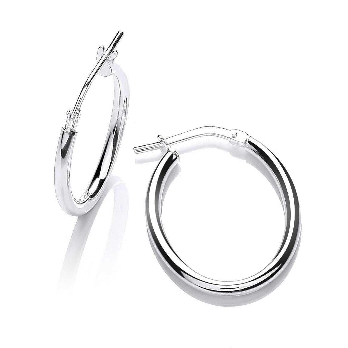 Sterling Silver Sleek Oval Tube Hoop Earrings - Samuel Perry