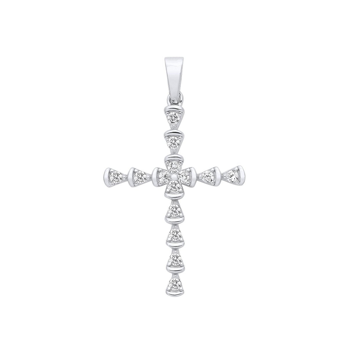Sterling Silver Sleek Rub - Over CZ Cross Pendant - Samuel Perry
