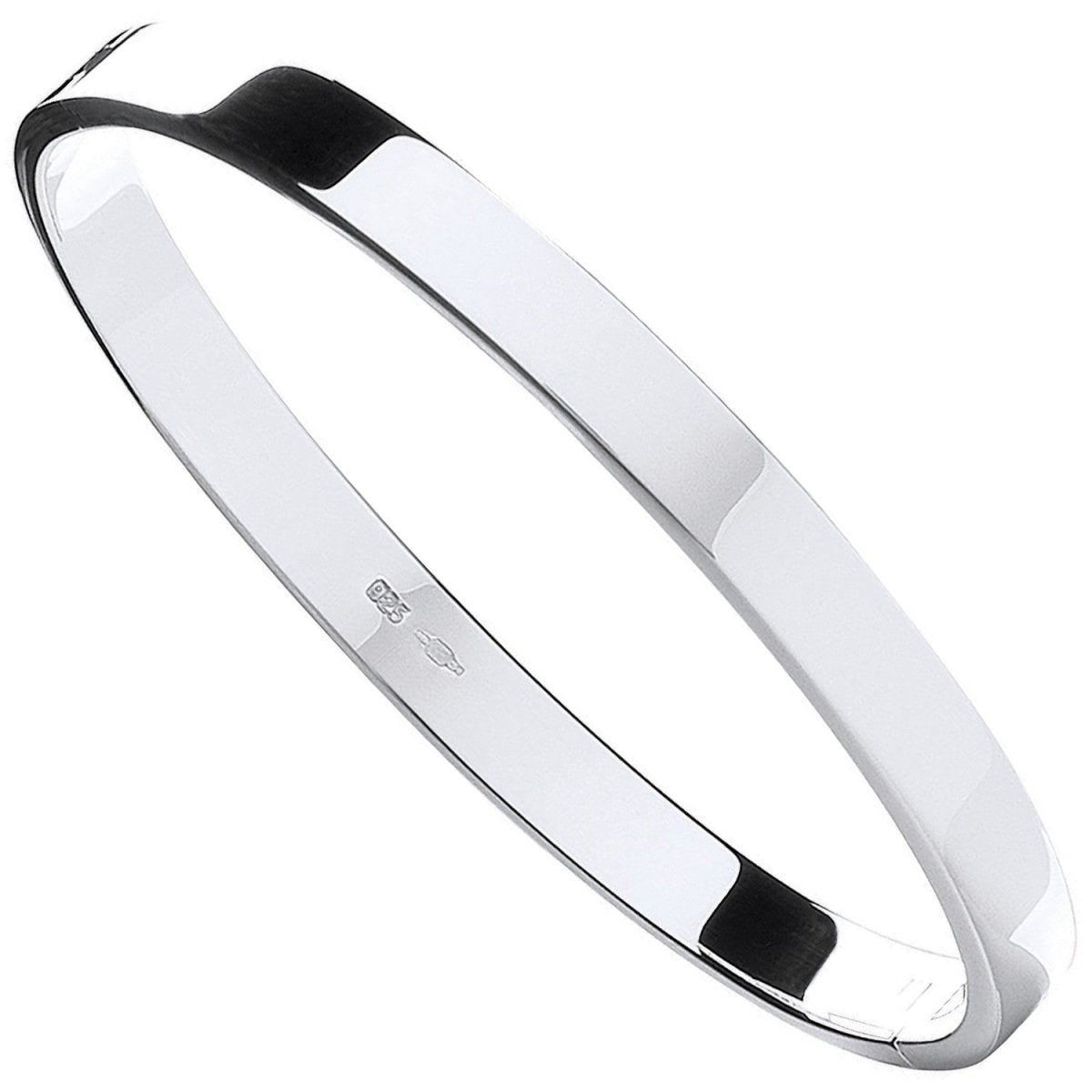 Sterling Silver Sleek Solid 6mm Oval Shaped Hinged Bangle - Samuel Perry