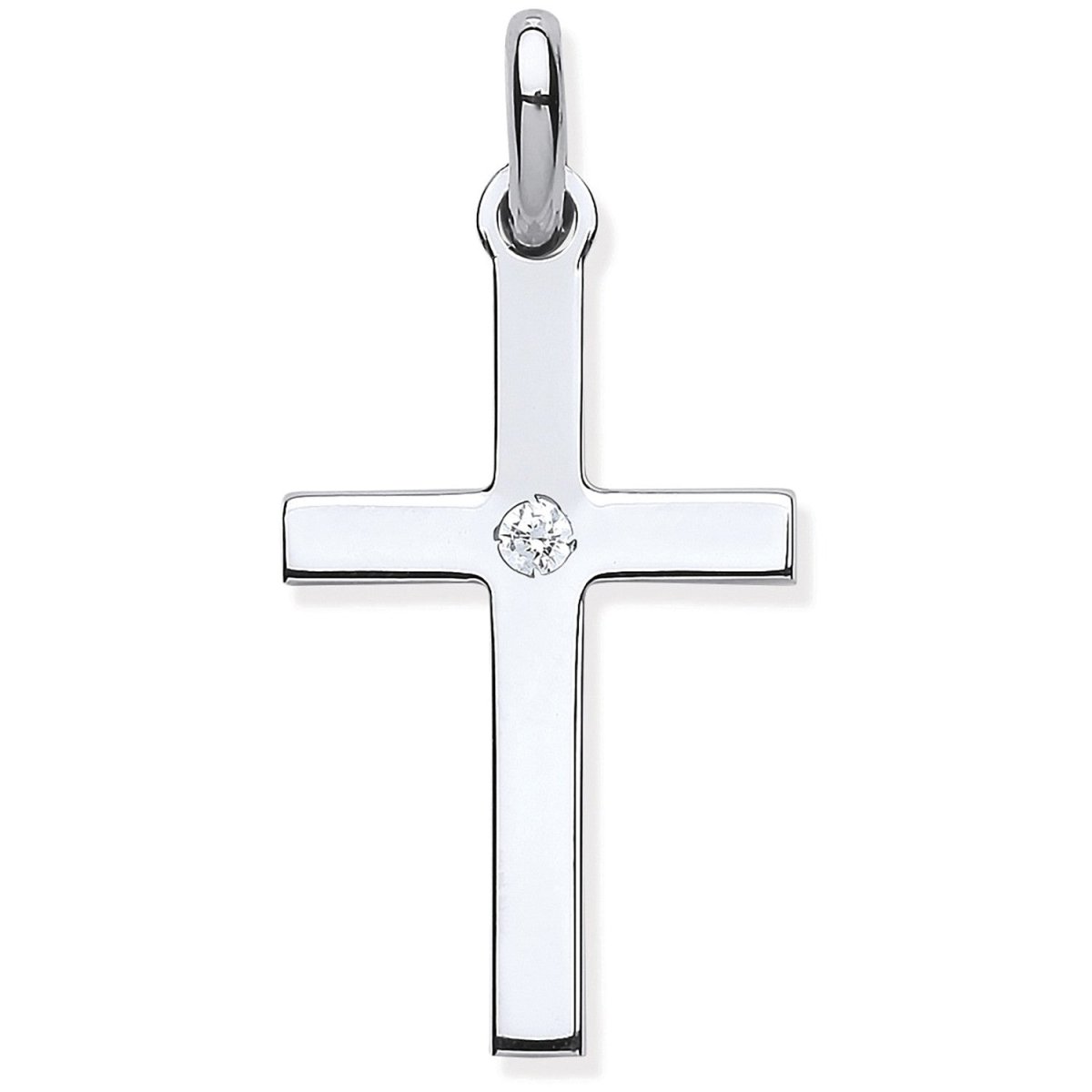 Sterling Silver Solid Cross with CZ – Timeless Simplicity - Samuel Perry