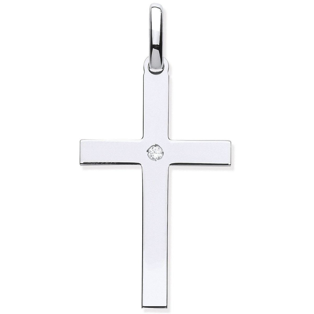 Sterling Silver Solid Large Cross with CZ – Classic Brilliance - Samuel Perry